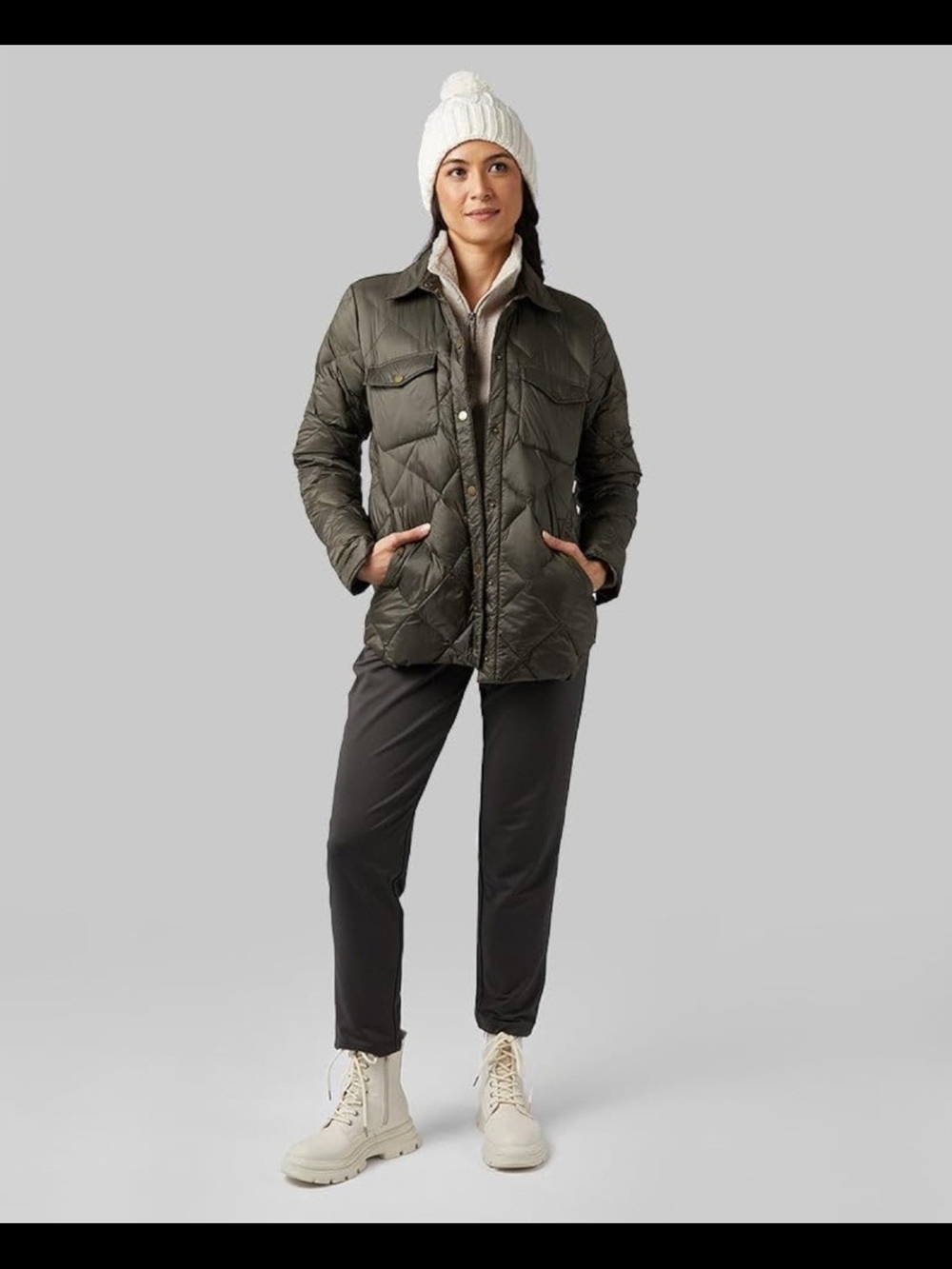 32 Degrees Olive Green Quilted Women's Puffer Jacket